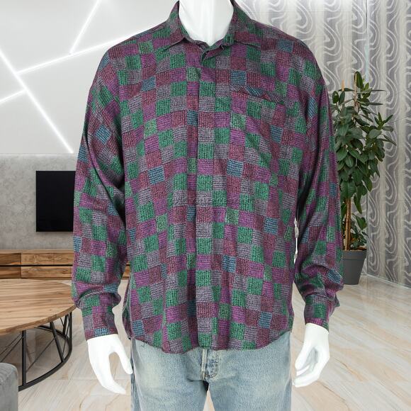 Vintage Haupt Germany Tile Pattern Shirt L - Picture 1 of 8